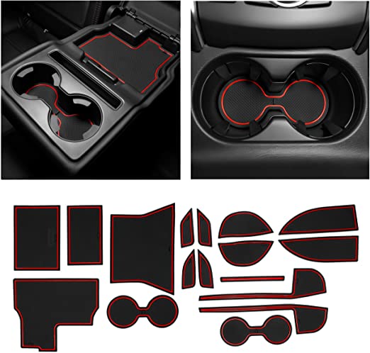 CupHolderHero for Mazda CX5 Accessories 2017-2022 Premium Custom Interior Non-Slip Anti Dust Cup Holder Inserts, Center Console Liner Mats, Door Pocket Liners 17-pc Set (Red Trim)