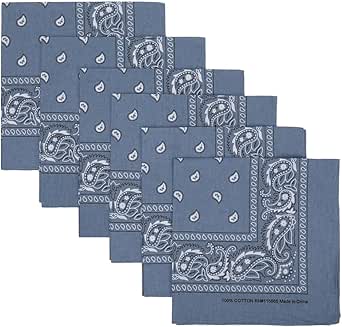 Lightweight Multicolored 22"x22" Bandana Set (6-Pack, 12-Pack and 48-Pack)