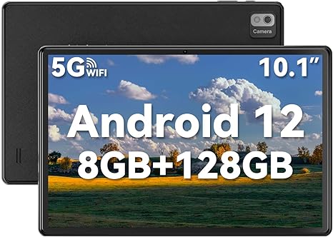 SGIN 10 Inches Tablet 8GB RAM 128GB ROM, Android 12 Tablets with Octa-Core 2.0Ghz Processor, FHD 1280 * 800 IPS Screen, 5MP 8MP Dual Camera, WiFi, Bluetooth 5.0, 6000mAh, 256GB Expansion (Black)