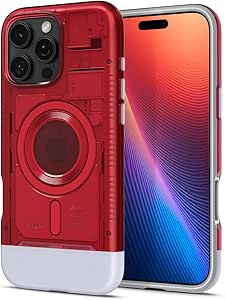 Spigen Classic C1 MagFit Designed for iPhone 16 Pro Case (2024) [Military-Grade Protection] Compatible with MagSafe - Ruby