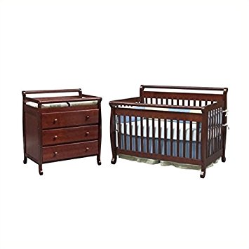 DaVinci Emily 4-in-1 Convertible Wood Baby Cherry Crib Set w/ Toddler Rail