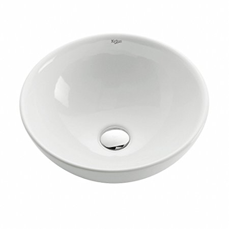 Kraus KCV-141 White Round Ceramic Bathroom Sink