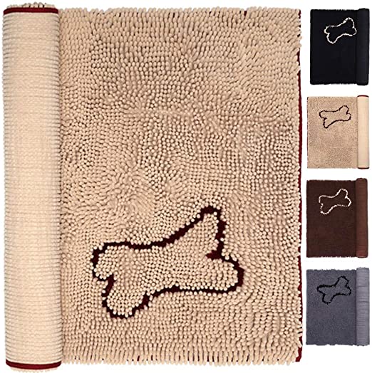 Bathroom Doormat Rugs 20 x 31 Inches Mats Doormat for Entry Home Pet Cat Bed Door Rugs Shaggy Chenille Pet Area Rugs Petbed Ultra Soft Water Absorbent Machine Washable Dry (20 x 31 Inches, Kahki)
