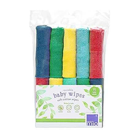 Bambino Mio Cloth Baby Wipes, Rainbow, (Pack of 10)