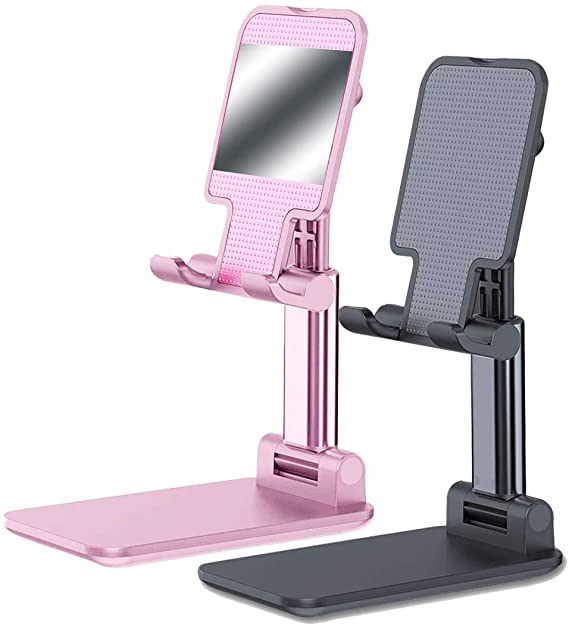 Cell Phone Stand, Foldable Portable Desktop Stand Adjustable Height and Angle Phone Holder for Desk Sturdy Stand Compatible with Smartphone/Kindle/Tablet（6"-11"）