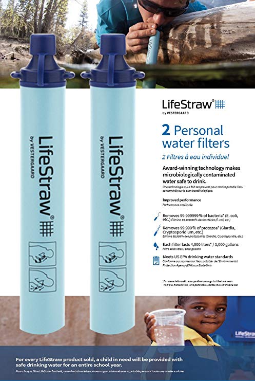 LifeStraw Personal Water Filter Hiking, Camping, Travel Emergency Preparedness