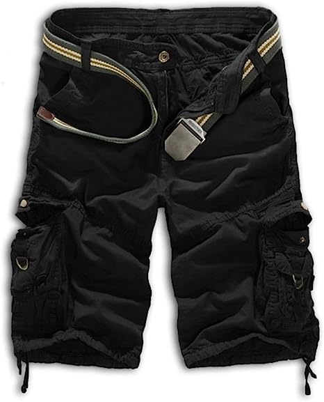 Leward Mens Casual Slim Fit Cotton Solid Multi-Pocket Cargo Camouflage Shorts