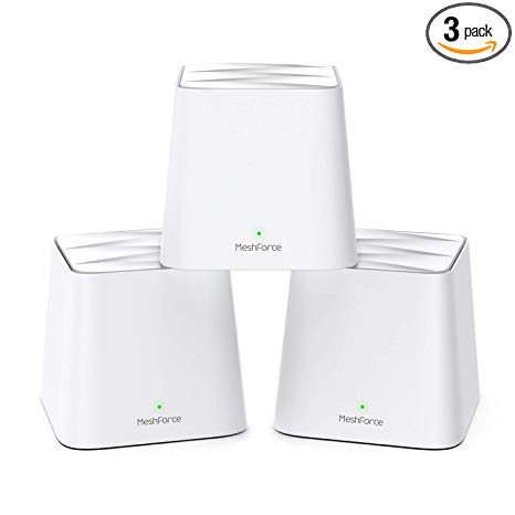 MeshForce Whole Home Mesh WiFi System (3 Pack), Dual Band AC1200 Router Replacement for Seamless and High Performance Wireless Coverage up to 6  Bedrooms
