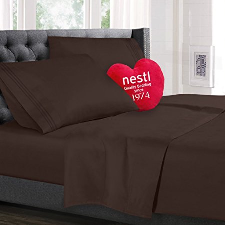 Queen Size Bed Sheets Set Brown Dark Chocolate, Highest Quality Bedding Sheets Set on Amazon, 4-Piece Bed Set, Deep Pockets Fitted Sheet, 100% Luxury Soft Microfiber, Hypoallergenic, Cool & Breathable