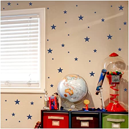 Stars assorted self adhesive wall pattern stickers (set of 108, Navy)