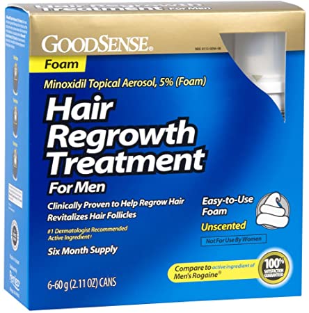 GoodSense Minoxidil Topical Aerosol 5% (Foam) Hair Regrowth Treatment for Men, 12.66 oz, for Male Pattern Baldness