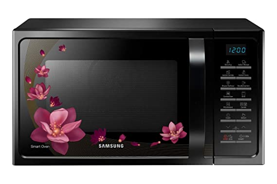 Samsung 28 L Convection Microwave Oven (MC28H5025VP/TL, Black with Magnolia Pattern, SlimFry)