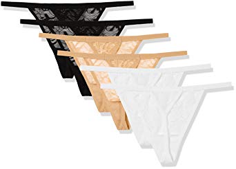 Madeline Kelly Women's 6 Pack All Over Lace String Thong Panty