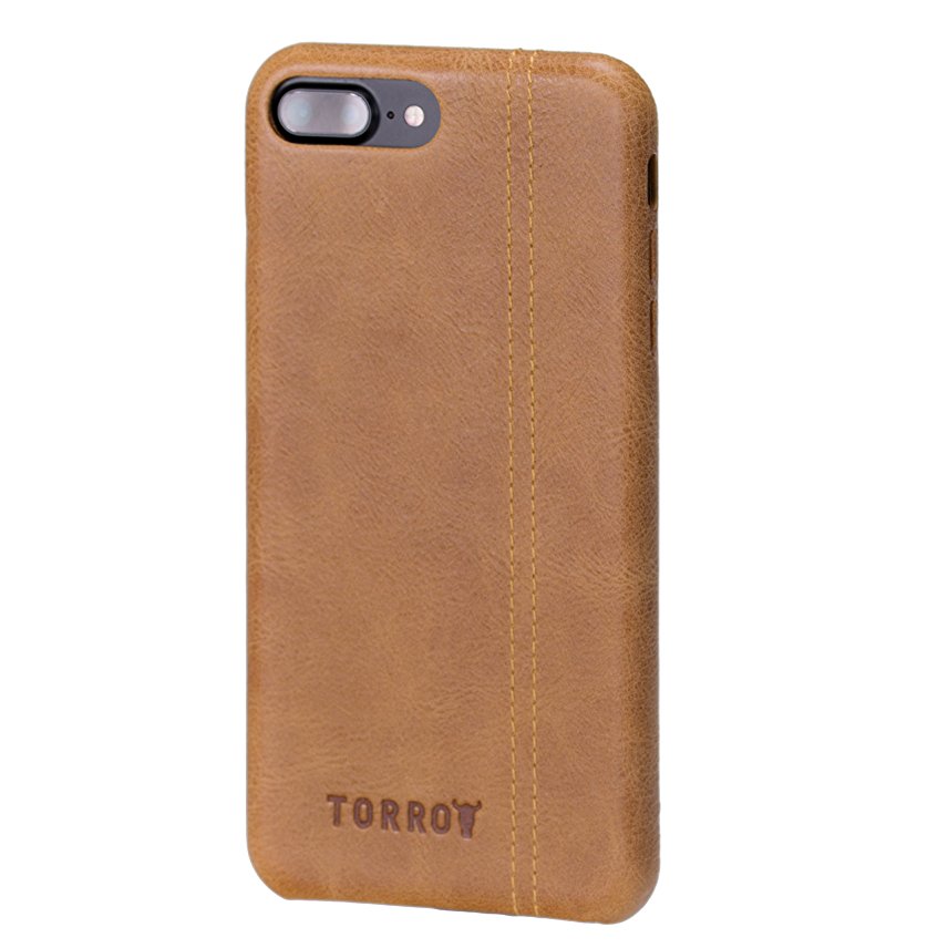 TORRO iPhone 8 Plus Case / iPhone 7 Plus Case, Premium leather ' back bumper ' cover, ultra thin and light ( compatible with iPhone 7 Plus and iPhone 8 Plus, Premium Tan USA Leather )