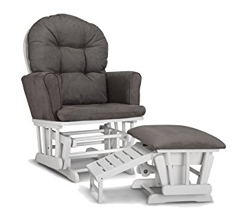 Graco Parker Semi-Upholstered Glider and Nursing Ottoman, White/Gray