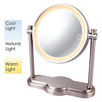 Ovente Dual Sided Multi Touch Tabletop Vanity Mirror, Nickel Brushed, 8 Inch, 3.5 Pound