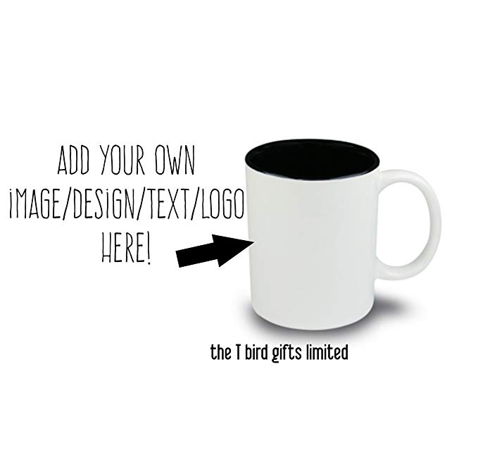 Design your own mug Personalised mug ~ your own name picture message text ~ 11 oz black inner