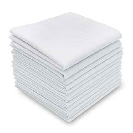 Silky Soft 100 Cotton Men's Handkerchiefs Solid Color with Stripe 17'' Large Hankies