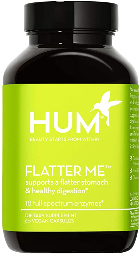 HUM Flatter Me Digestive Enzymes - Amylase Lipase & Bromelain Enzymes Healthy Digestion Supplement - Supports Nutrition Absorption & A Flatter Stomach, Helps Decrease Bloating (60 Vegan Capsules)