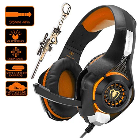 Pro Gaming Headset for PC PS4 Xbox One Surround Sound Over-Ear Headphones with Mic LED Light Bass Surround Soft Memory Earmuffs for Computer Laptop Switch Games Kid’s Boy’s Teen’s Gifts