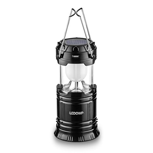 Camping Lantern, LEDOWP Solar Powered Collapsible Camping Lighting with Handheld Flashlight for Outdoor Hiking Camping Fishing Emergency, Portable Design