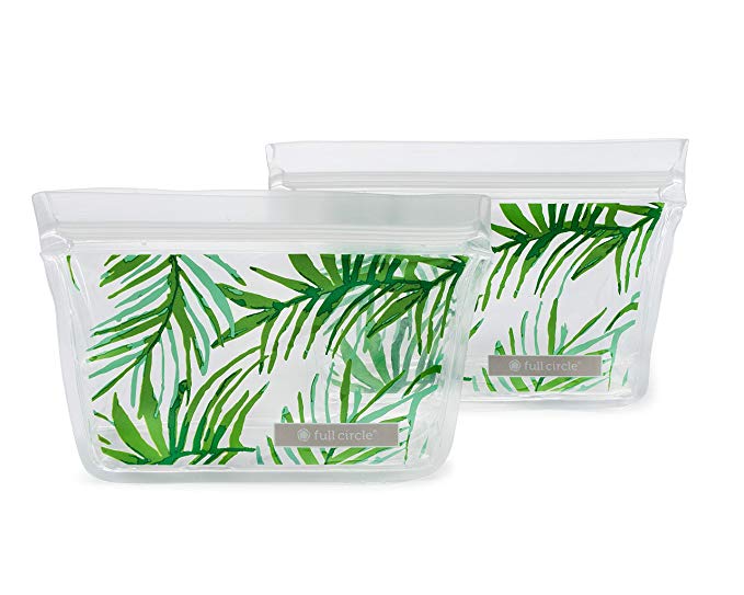 Full Circle FC16343L ZipTuck Reusable Plastic Snack Bags Set, Palm Leaves