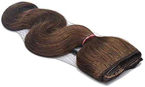 Remhumhai:Flip Clip Halo Human Hair Extensions,16"(40cm),#4 Chocolate Brown,100% Human Hair,Remy Hair,Body Wave,Adjustable Wire,3.50oz(100g)