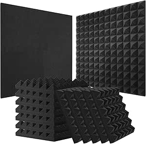 VEVOR Acoustic Foam Panels, 36 Pack 12 x 12 x 2 inches, Pyramid Soundproof Wall Panels,Fire-Resistant Acoustic Panels,Sound Dampening Absorbing Panels for Studio Wall and Ceiling,Black