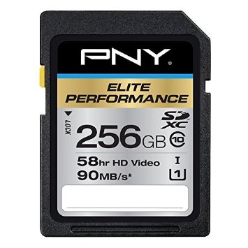 PNY  Elite Performance 256GB High Speed SDXC Class 10 UHS-I, U1 Up to 90MB/sec Flash Card - P-SDX256U1H-GE