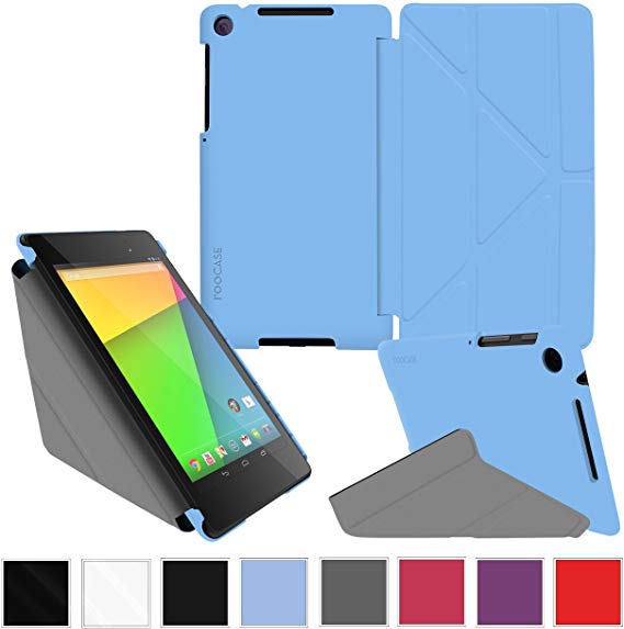 Google Nexus 7 2013 Case, Nexus 7 FHD 2nd Gen Case, rooCASE Origami Slim Shell Lightweight Tablet Stand, Blue