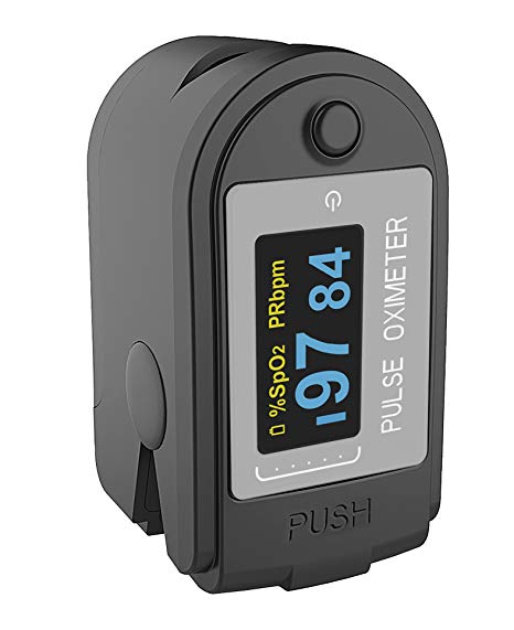 Concord Health Supply EAD Pro Bluetooth (iOS/Android) Fingertip Pulse Oximeter Monitor, Memory Stores SpO2 Data, Steps and Calories, with Silicon Cover, Carrying Case, Batteries and Lanyard