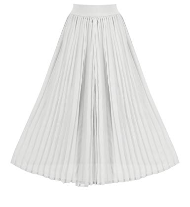 Howriis Women's Summer Chiffon Pleated A-Line Midi Skirt Dress