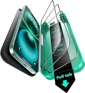 ESR 3 Packs for iPhone 16 Plus/iPhone 15 Plus Screen Protector, Bubble- and Dust-Free, 9H  Tempered Glass, Military Grade Shatterproof Protection, Durable with Updated Easy Installation Tool