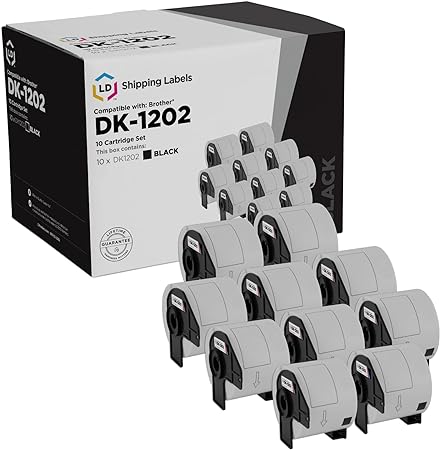 LD Products Compatible Shipping Label Replacements for Brother DK-1202 2.4 inch x 3.9 inch (10-Pack) for use in P-Touch: QL-1050, QL-1050N, QL-1060N, QL-500, QL-500EC, QL-550, QL-570 & QL-570VM