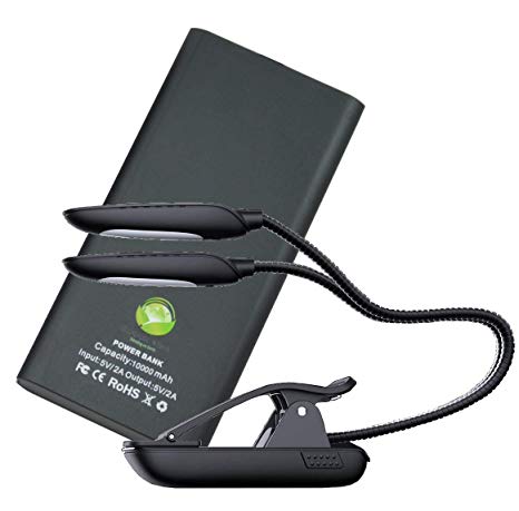 Never-Failing Book Light with Battery Backup - Must Have for Readers - The Superb Ecologic Mart Lamp Plus 10000 mAh Power Bank - Read WO Interruptions Anywhere in The World or Simply in Your Bed