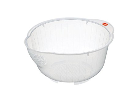 Inomata Japanese Rice Washing Bowl with Side and Bottom Drainers, White (2, White)