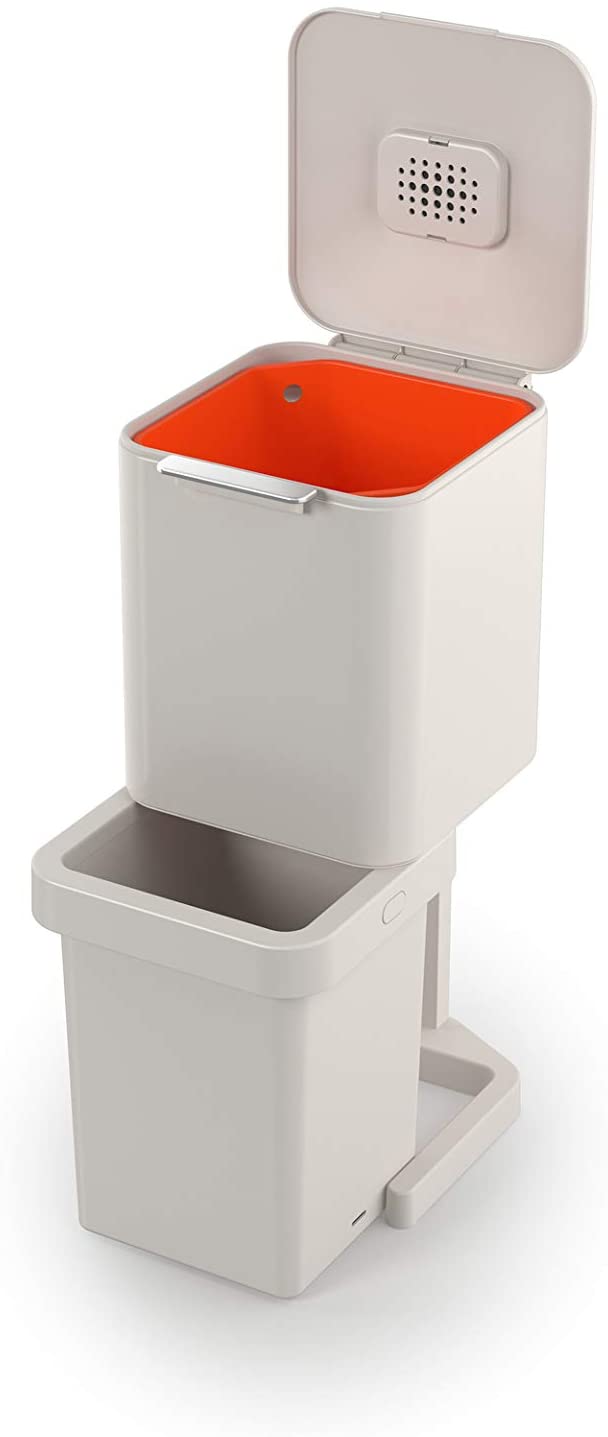 Joseph Joseph Totem Pop 40 Litre Waste Separation and Recycling Bin, Stone