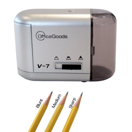 OfficeGoods - Electric and Battery Operated Pencil Sharpener For The Perfect Point - It Is Compact and Reliable for Home Office and School Silver