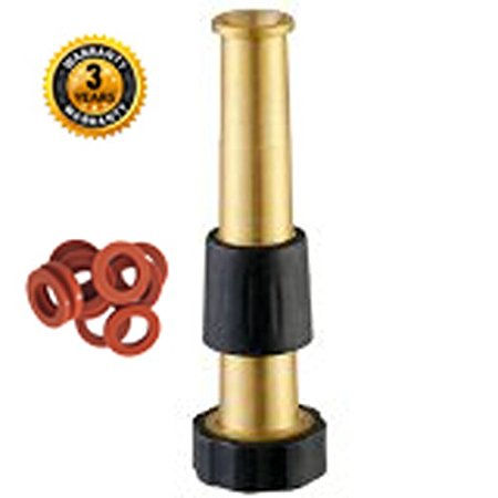 A2002 Heavy Duty High Pressure Solid Brass 5" Twist Nozzle Garden Hose Adjustable Nozzle Car Wash Power Wash - Arthritis friendly - Add A8003 to Cart for Complimentary Garden Hose Washer 10 PC Pack