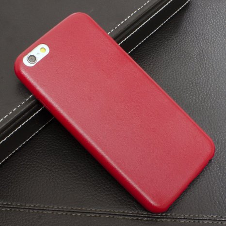 For Apple iPhone 6 and 6S 47 Inch Display INCIRCLE BareSkin Series Ultra Slim Fit Leather Bumper Case Red