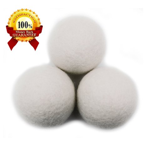 EcoJeannie WB0003 - 3 Pack Wool Dryer Balls - XL Eco-Friendly Natural Unscented Fabric Softener Static Guard - Handmade in Nepal