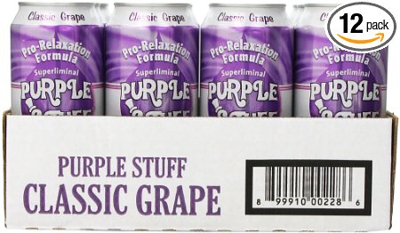 Purple Stuff Soda Purple Stuff Pro Relaxation Beverage, Classic Grape, 16 Ounce (Pack of 12)