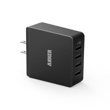 Anker 36W 4-Port USB Wall Charger Travel Adapter with PowerIQ Technology for iPhone 6s  6  6 plus iPad Samsung Galaxy S6  S6 Edge  Edge Note 5 Nexus HTC M9 Motorola LG and More Black