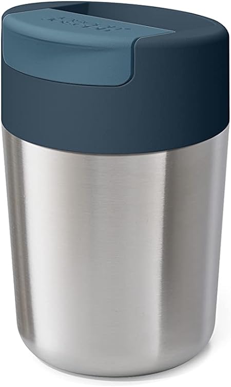 Joseph Joseph Sipp, Taza termo para llevar café y té, vaso térmico con tapa, a prueba de fugas, aislante, sin BPA- 340 ml, Acero Inox