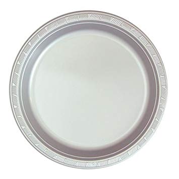 Hanna K. Signature Collection 50 Count Plastic Plate, 9-Inch, Silver