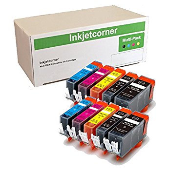 Inkjetcorner 10 Pack Compatible Ink Cartridges Set w/ Chip Replacement for PGI-220 CLI-221 Pixma iP3600 iP4600 MP560 MP640 MX860 MX870 Printer