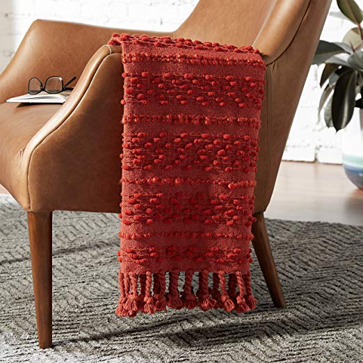 Rivet Contemporary Raised-Texture Throw Blanket - 60 x 50 Inch, Baked Clay