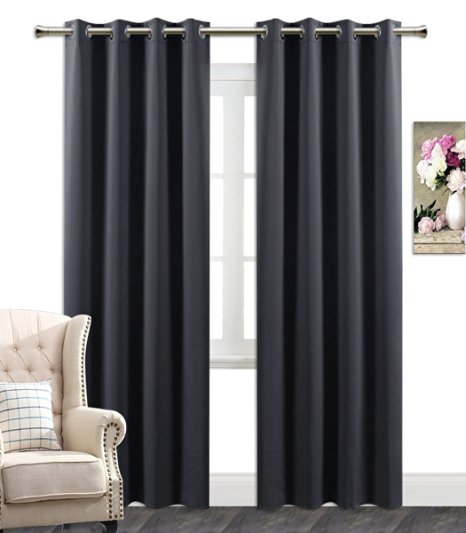 AmazonCurtains Ultra Precise Thickened Environment-friendly and Energy Saving Noise-Reducing Thermal Insulated Blackout Curtains for Bedroom ( One Pair, Grey, W 52 x L 84-Inch, excluding Rod )