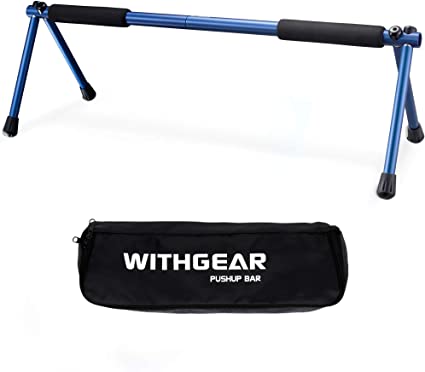 Withgear Folding Push Up Bar - Portable and Lightweight Sturdy Duralumin Metal Push Up Bars and Indoor and Outdoor Parallette Bar for Men and Women