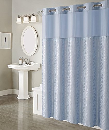 Hookless RBH29MY088 Mosaic Jacquard Shower Curtain with Peva Liner -  Blue